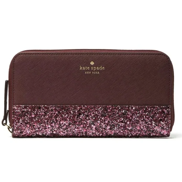 kate spade Bags New Kate Spade Greta Court Glitter Neda Large Continental Wallet Cherrywood Poshmark
